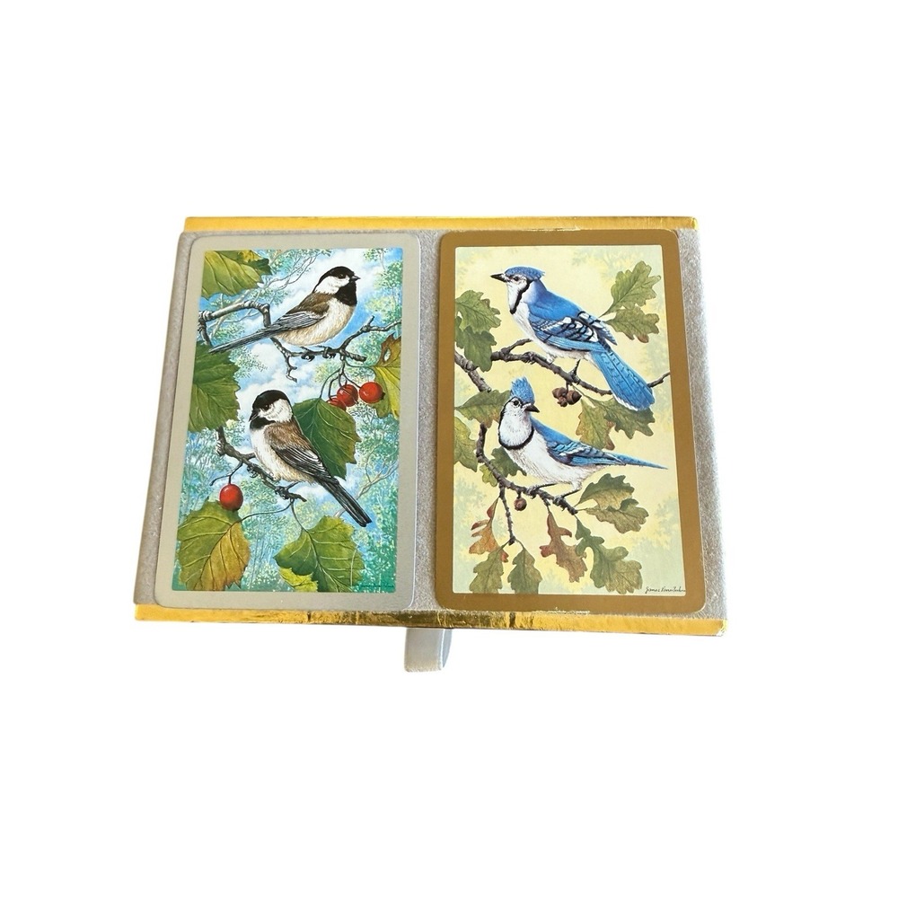 Vintage Congress Playing Cards Backyard Birds Double Deck Complete Box Spain